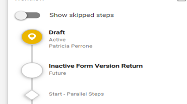 Workflow screenshot showing the new Inactive Form Version Return Queue - this will appear if using an older version of a form.