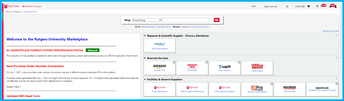 Marketplace Dashboard as it appears prior to July 26th, 2021